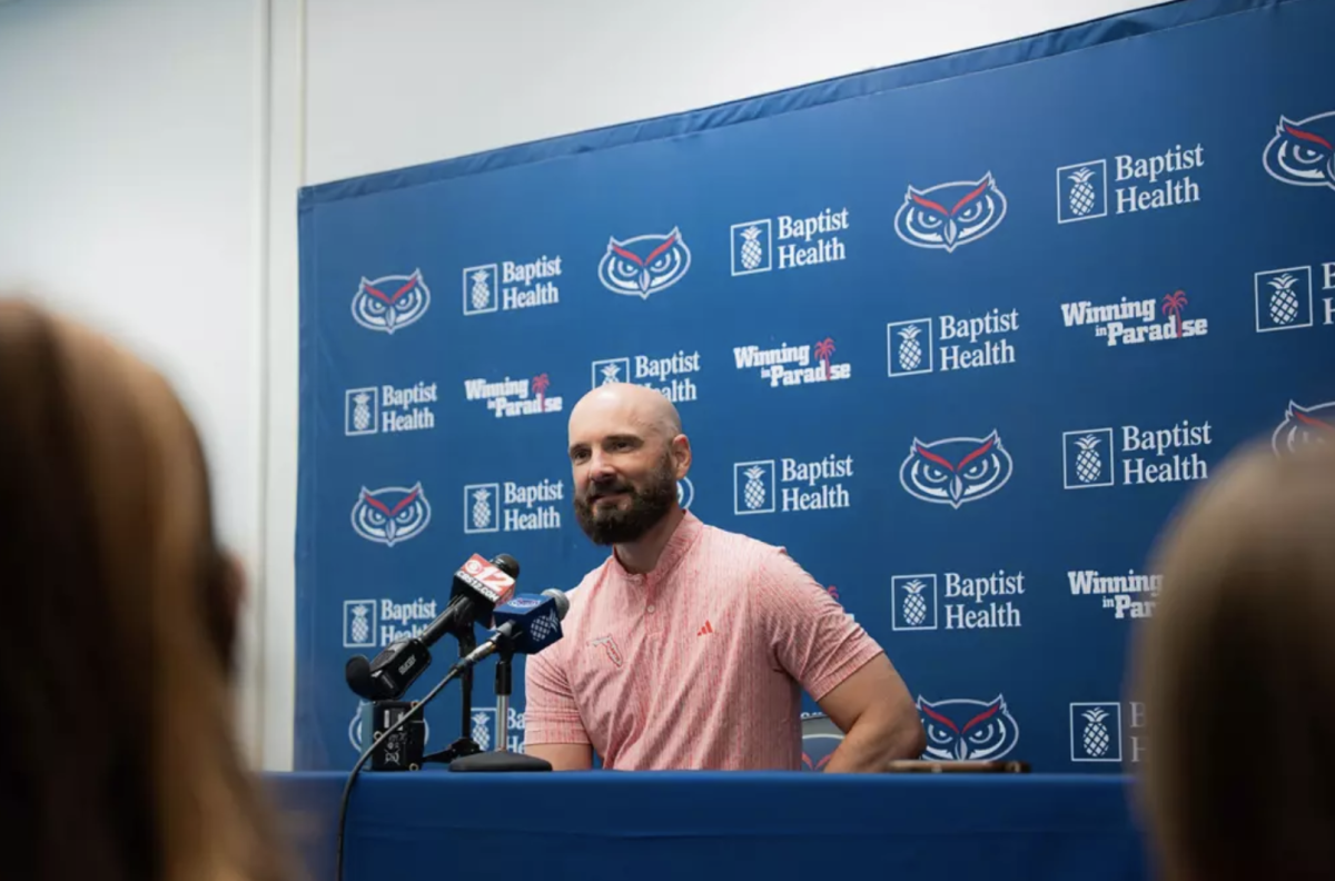 Head coach John Jakus at FAU Media Day on Oct. 7. 